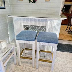 Henry Link Lexington Rolling Wicker Bar & Barstools (ask about our other matching pieces for sale)