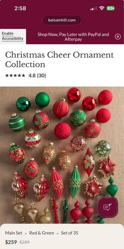 BALSAM HILL ( Christmas Glass Ornaments, 95 pieces in total).