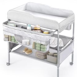 Portable Baby Changing Table, Foldable Diaper Changing Station with Waterproof Pad