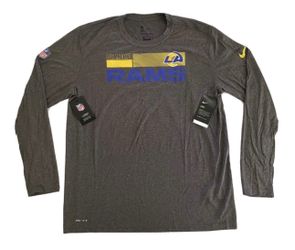 Los Angeles Rams Nike Gray On Field Long Sleeve T Shirt Mens XL New