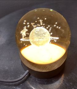 Night Light Glass Jupiter Planet Sphere 3D with Light Holder 2” diameter, 161 grams ( sphere only) 229.6 grams (with Holder)