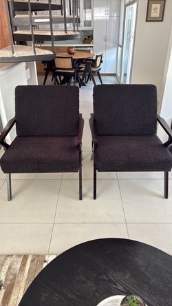 Pair of Charcoal Bouclé Accent Chairs – Great Condition!