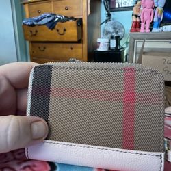 Burberry Plaid Denim And leather Bifold Wallet