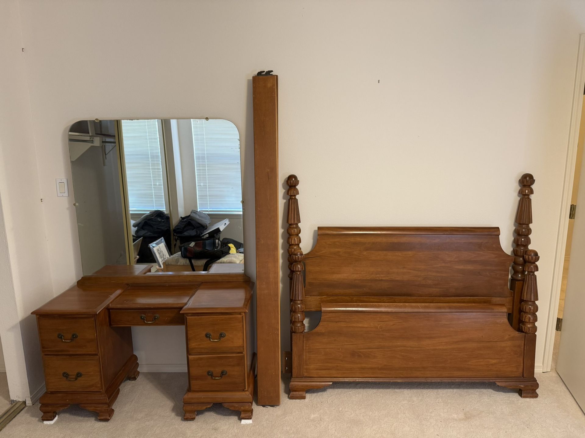 1940’s Wooden Vanity and Double Bed Frame