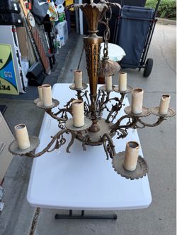 Vintage solid brass chandelier made in Spain