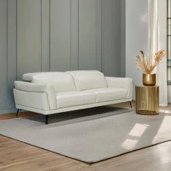 Brand New Set of 2 White Italian Leather Loveseats