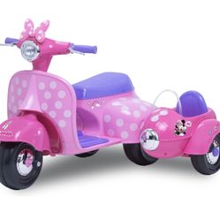 6V Disney Minnie Mouse Scooter with Side Car Ride On 1mph 