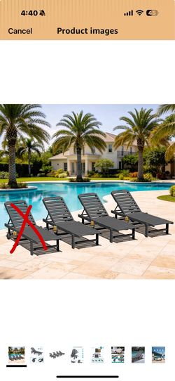 New in box SERWALL HDPE Outdoor Chaise Lounge Set of 3 with Cup Holder & Wheels, Grey Weather-resistant chaise lounge resists fading, with 5-level adj
