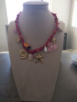 Brand new red fish pendant necklace beach jewelry