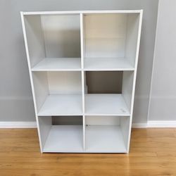 Brand new white wood six cube display bookcase 