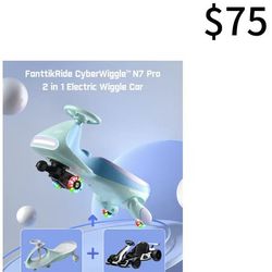 😀 FanttikRide N7 Pro Electric Wiggle Car, Rechargeable Battery, CyberWiggle, 2 in 1 Swing Car, 2 Speeds Max 4 Mph, Anti-Rollover, Flashing Wheels, Bl