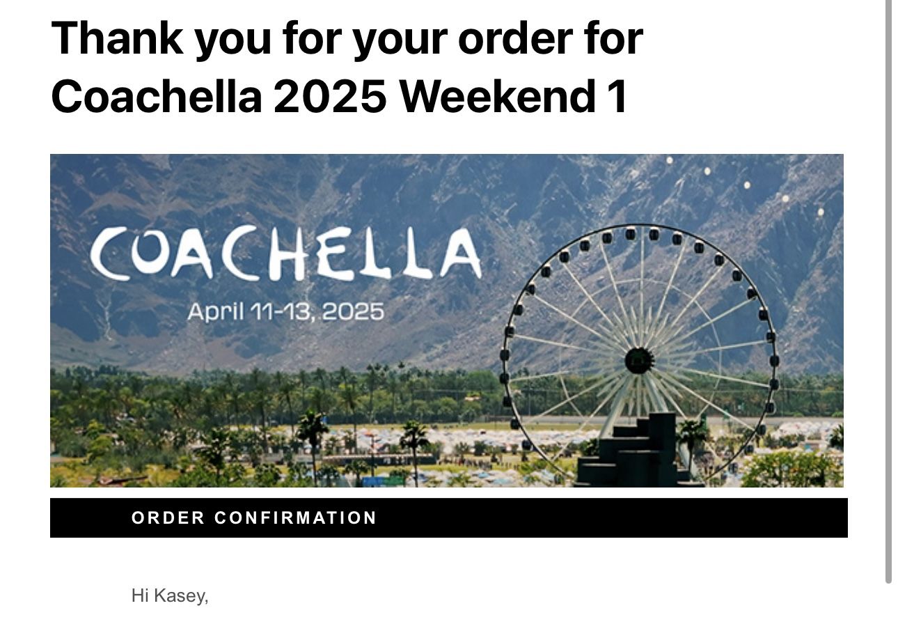 Coachella Car Camping and GA Ticket For Weekend 1