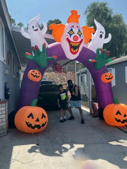 Halloween Inflatable Clown Arch with Pumpkins