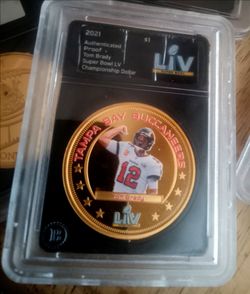 Tom Brady  24k gold plated Fiji $1 Superbowl coin.  Legal tender.
