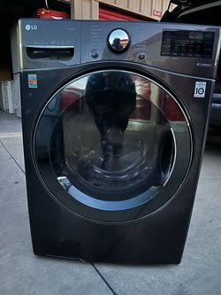 LG Front Load Washer Direct Drive Black Steel & Graphite Steel LG ThinQ Electric Dryer