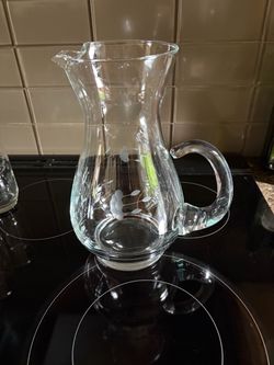 Princess House Heritage Water pitcher and 4 glasses