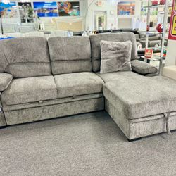 Amazing Deal😱Beautiful Grey Pull Out Sofa Sleeper Sectional Furniture Available Limited Time $999