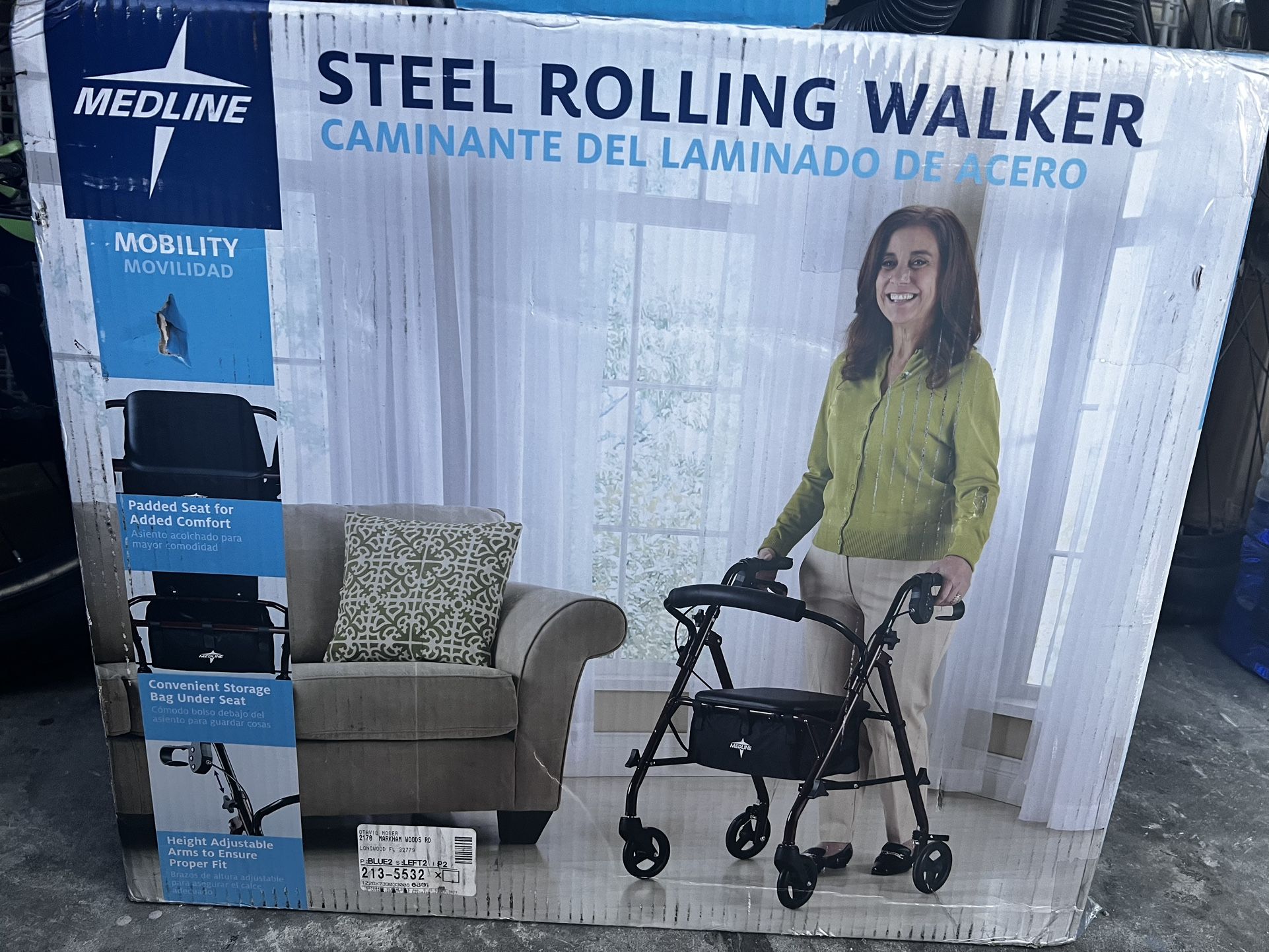 Med line Steel Rolling Walker (like New)