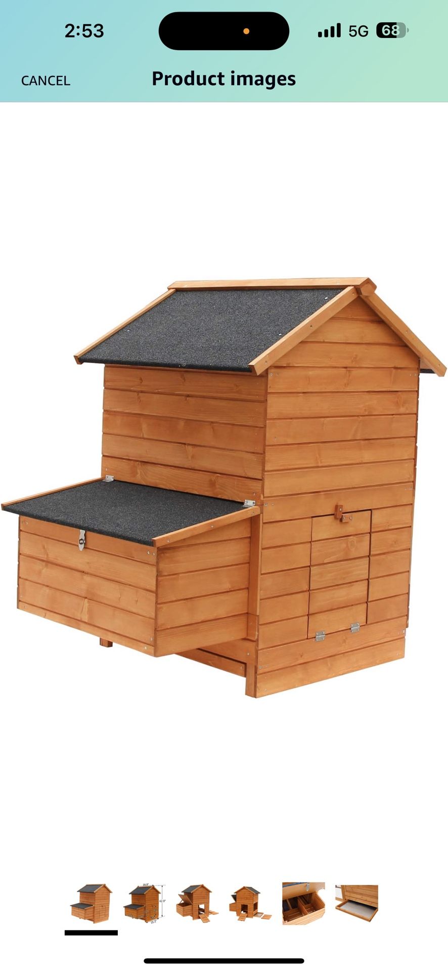 Wooden Chicken Coop Outdoor Large Hen House w/Nesting Box Poultry Cage Rabbit Hutch w/Removable Tray & Ramp-Main House Only