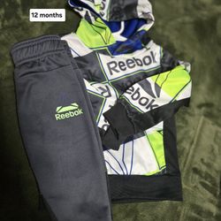 Reebok Baby Boy 2 Piece Printed Pullover Hoodie and Jogger Pants Outfit Set, Sizes 12M