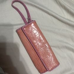Pink Croc Print Wrislet With Zipper