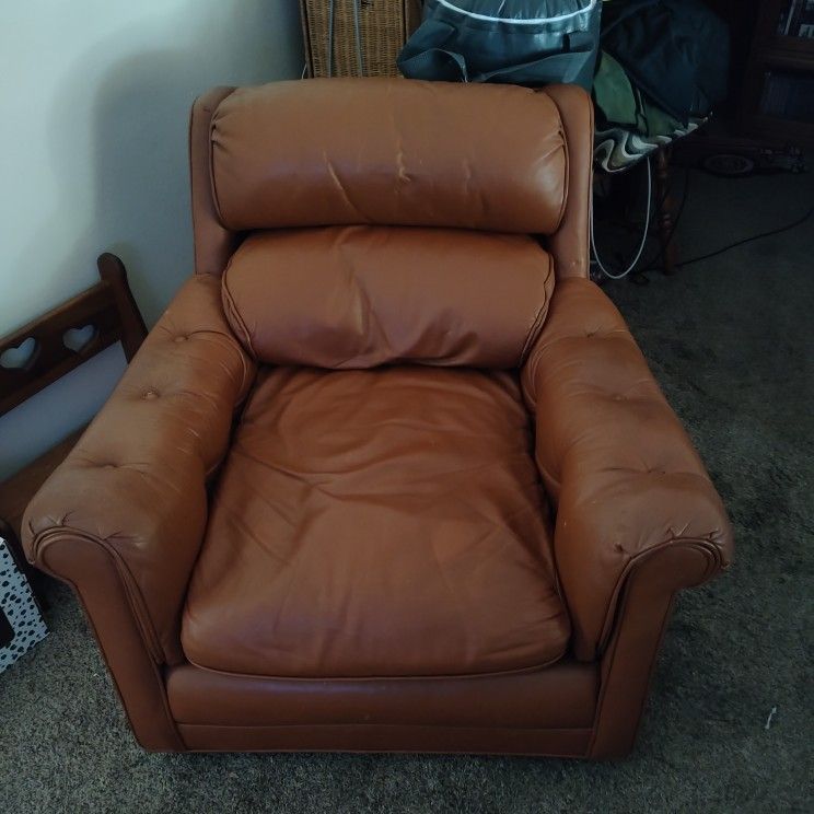 Vintage Leathermen Chair (plus leather foot stool)