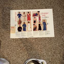 vintage advertisement for a clearance sale, possibly from a fashion catalog like Montgomery Ward from the 1980s