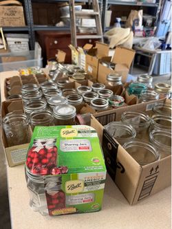 Jam canning jars, rings, and lids