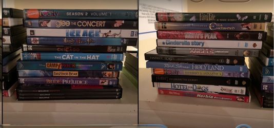 129 DVDs, a few VHS, a few Blu-Ray
