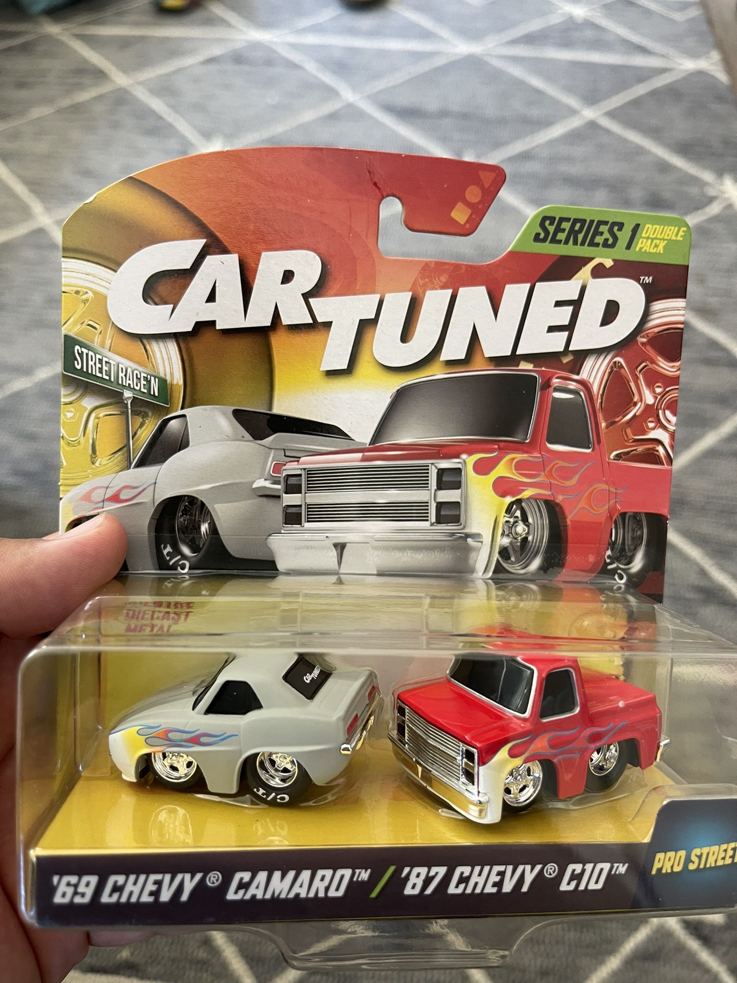 Car Tuned Series 1 MGA Die Cast ‘69 Chevy Camaro ‘87 Chevy C10 Pro Street 2 pack