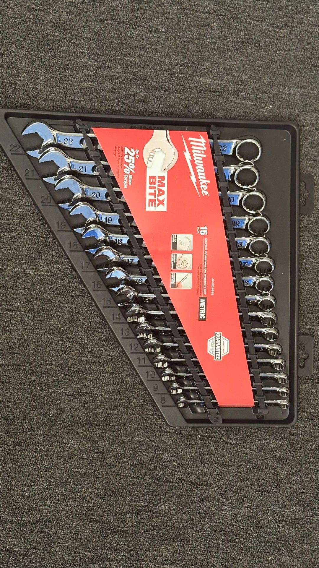 Max Bite Milwaukee 15 pc Metric Wrench Set.
