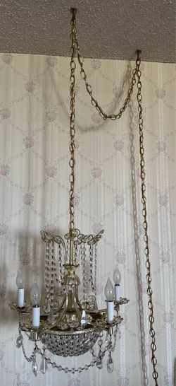 2x Crystal Hanging Chandelier