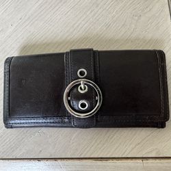 Y2K Pre Loved Coach Ali Envelope Mahogany Leather Wallet Dark Rich Chocolate Brown 