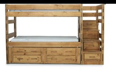 Twin bunk beds oak color