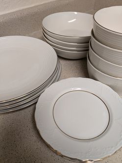 Set of Gold Rimmed Plates