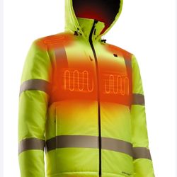 Heated Safety Jacket for Men with Battery, Class 3 Waterproof Work Coat size XL 3M Reflective
