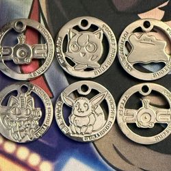 Pokemon Eevee Ditto Meowth Magneton Jiggly Metal Keychains Japan Nintendo (6pcs)