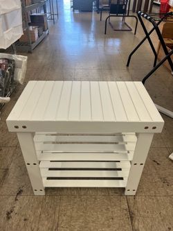 SONGMICS 19.7" Shoe Rack 3-Tier Bamboo Entryway Bench - White