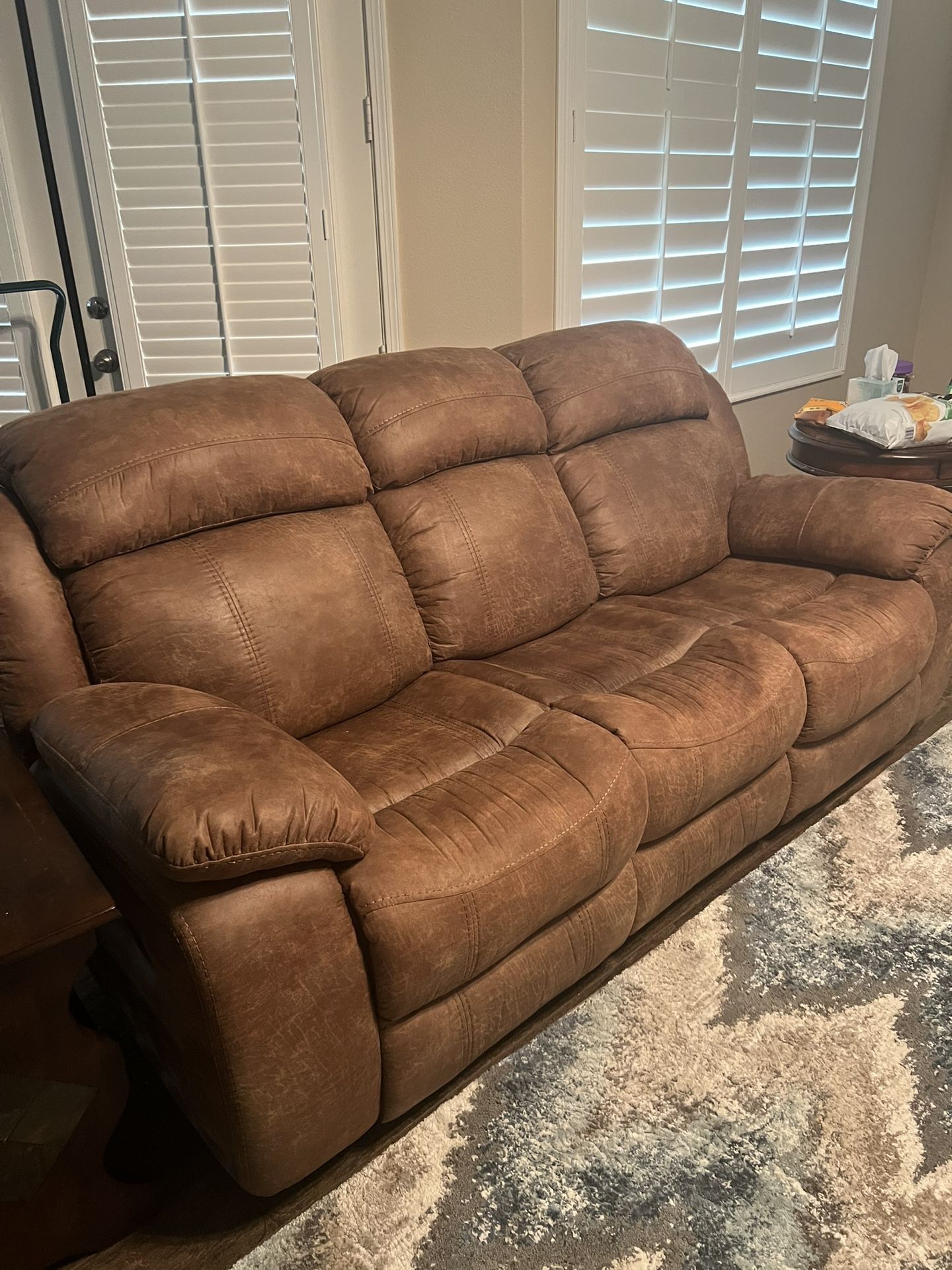 Suede Reclining Sofa
