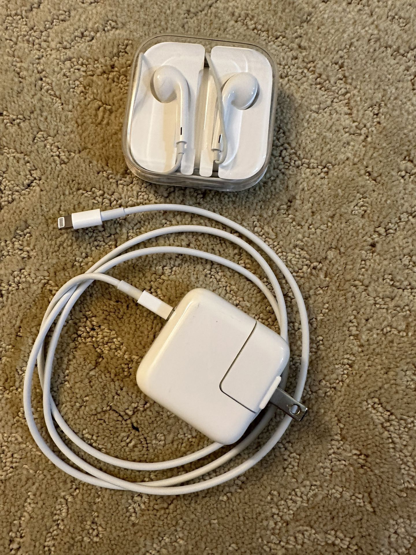Apple USB Charger and Lightning Cable and EarPods