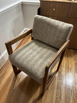 Tweed And Wood Accent Chair