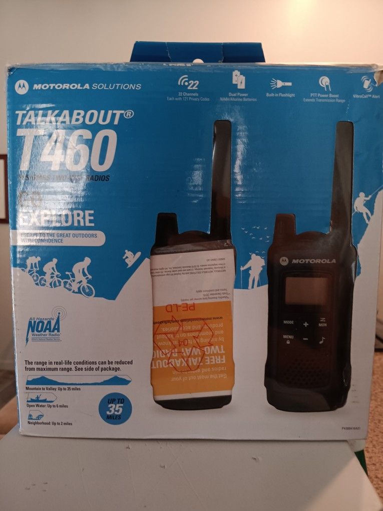Brand New, Motorola, Talkabout, T460, FRS/GMRS Two-way Radios, 22 Channels. 35 Mile Range.