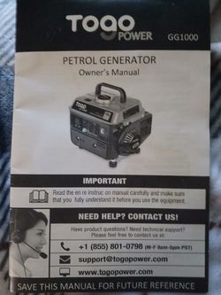 TOGO GG1000w GENERATOR & MANUAL