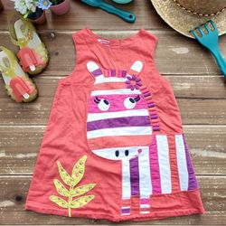 12MOS SLEEVELESS DARK SALMON ZEBRA TUNIC DRESS