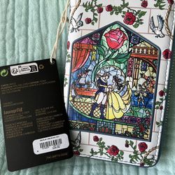 Disney Loungefly Beauty And The Beast Stained Glass Wallet NWT