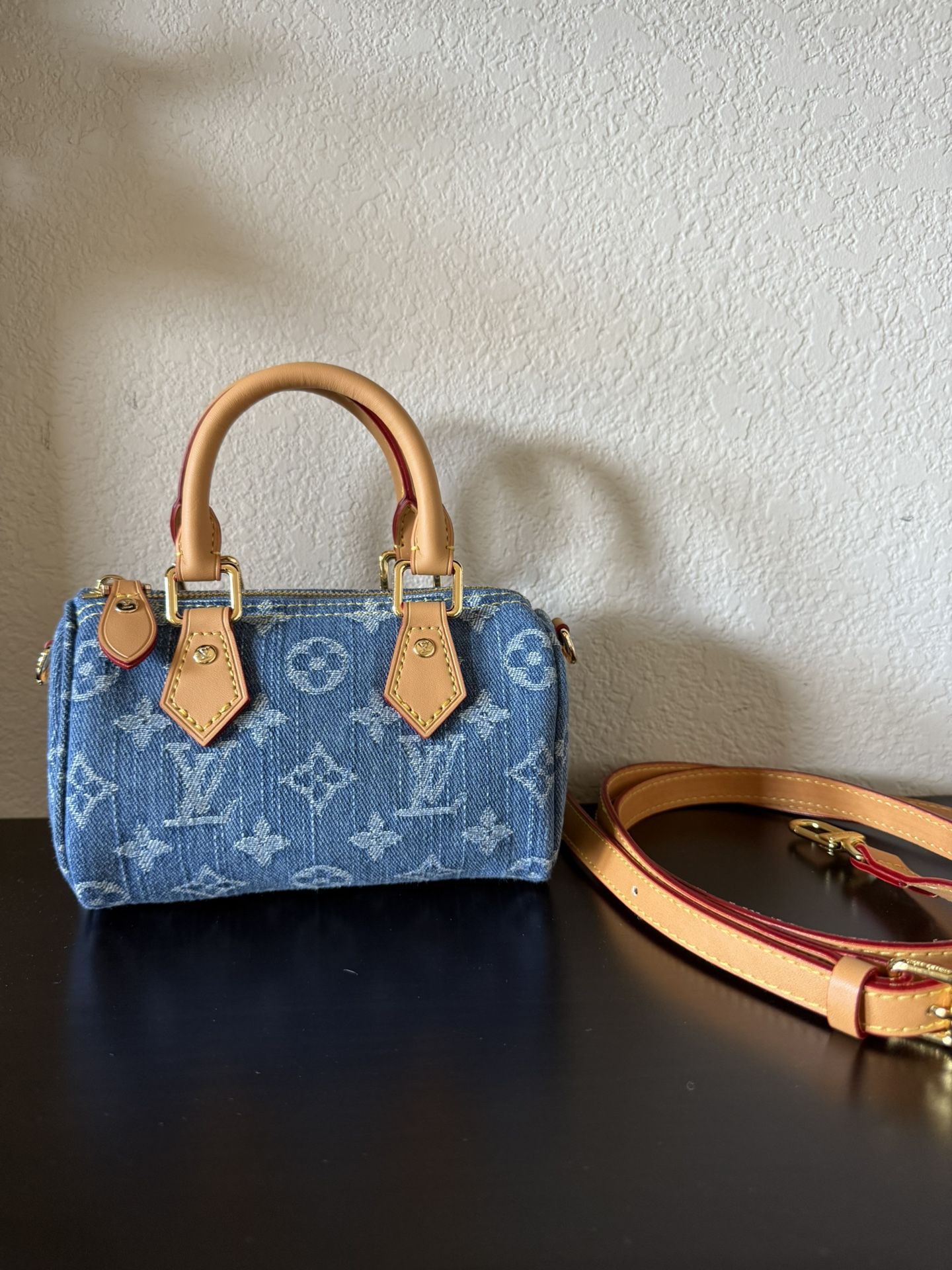 Louis Vuitton Denim Purse Nano Speedy Bag LV