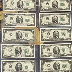 10 Consecutive $2 Bills 