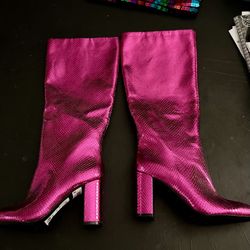  Boots in Hot Pink Snakeskin