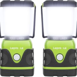 New 2-Pack LE 1000LM Battery Powered LED Camping Lantern, Waterproof Tent Light with 4 Light Modes, Camping Essentials, Portable Lantern Flashlight fo