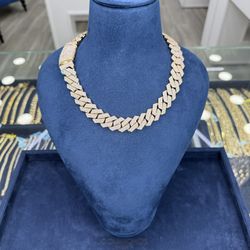 Chain Cubanlink 18 Mm By 21 Inch 10k Gold Diamonds Real Natural 